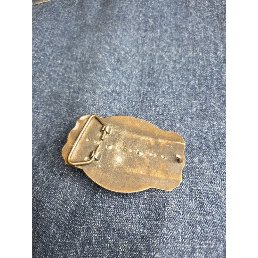 Vintage Raised 3D Grizzly Bear Brass Belt Buckle - Wildlife Western